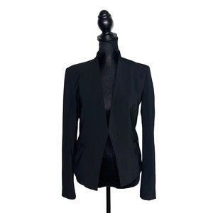 Theory Lanai Solid Black Virgin Wool Blend Women's Blazer Jacket Size 2